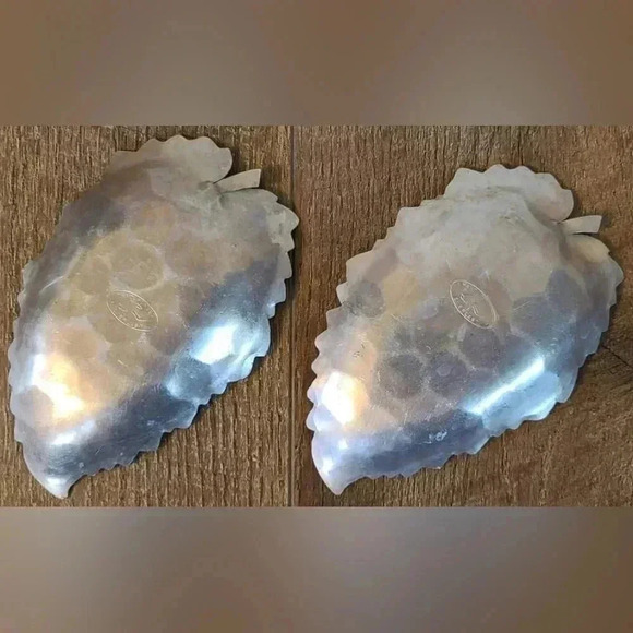 Vintage MCM Everlast Hand-Forged Aluminum Leaf Shaped Nut Candy Trinket Dishes - Picture 2 of 4